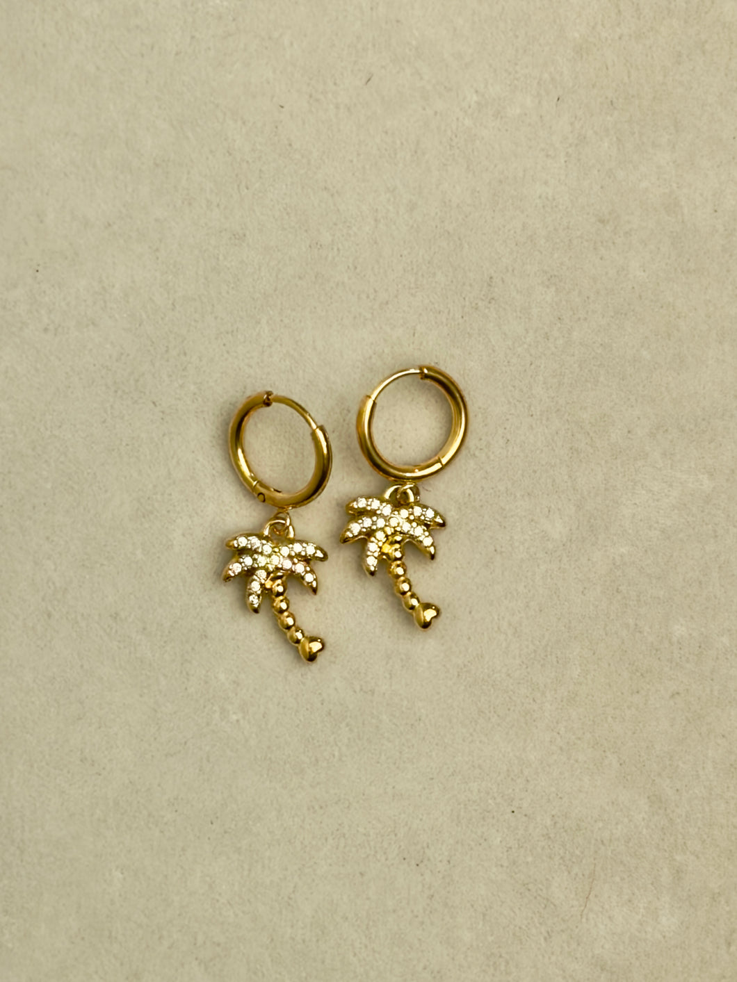 HOOPS ZIRCON PALM TREES EARRINGS