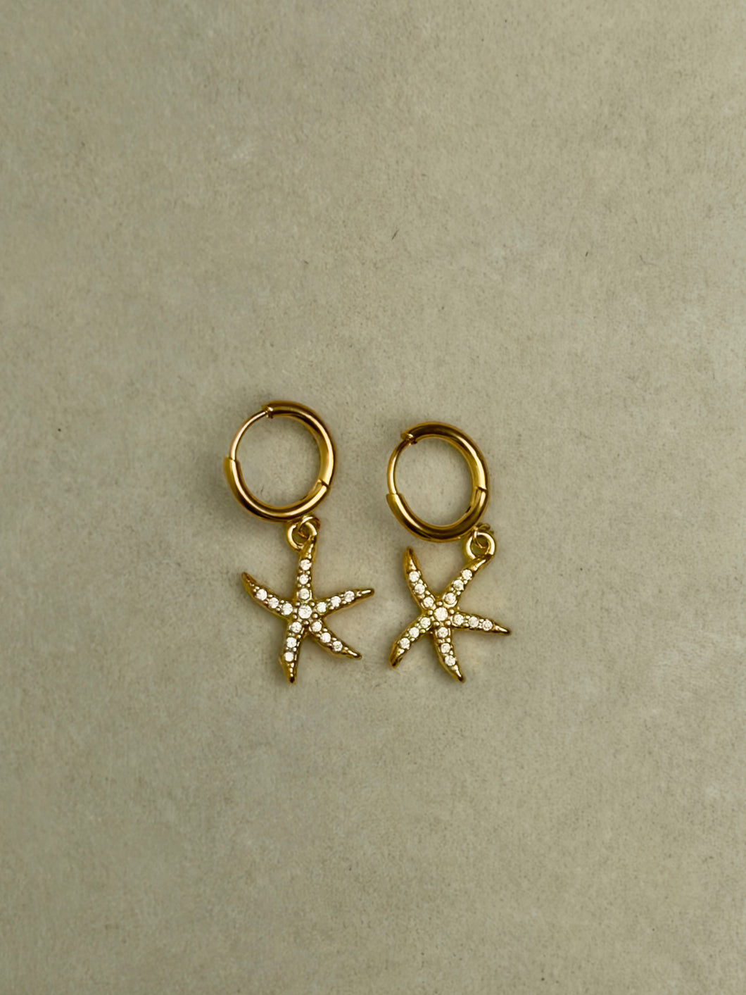 ZIRCON STARFISH EARRINGS HOOPS