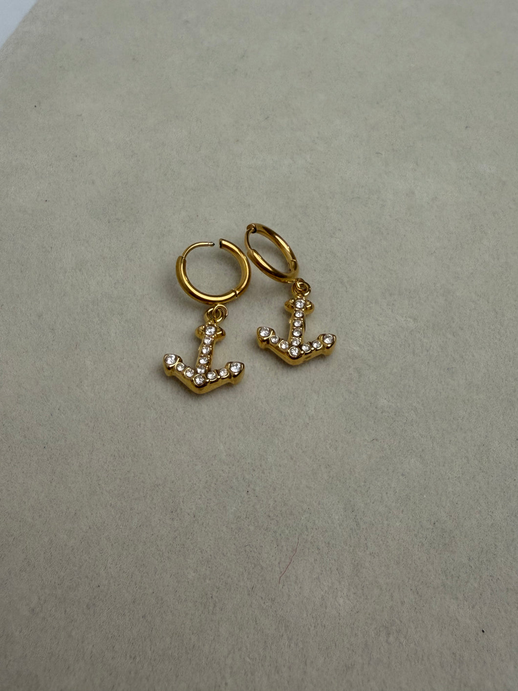 ZIRCON ANCHOR EARRINGS HOOP